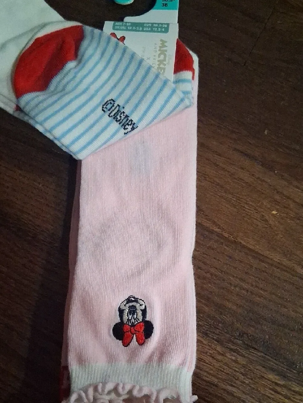 Disney Minnie Mouse Kids Socks - Blue, White & Red 4 Pairs